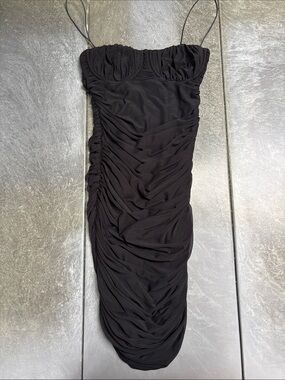 Princess Polly Black Ruched Spaghetti Strap Mini Dress